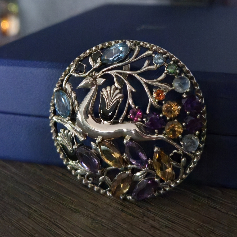 Nicky Butler 925 Sterling Silver Stag Pendant Brooch Designer Amethyst Citrine - Picture 8 of 16